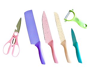 Jogo Facas Profissional Inox Kit 6 Peças Gourmet Churrasco