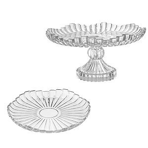 Kit 2 Boleiras de Vidro Transparente Com Borda