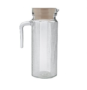 Jarra 1 Litro C/tampa Para Água Suco Vidro Grosso Com Alça