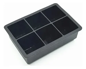 Forma de Gelo Grande 6 Cubos Silicone Quadrado Preto