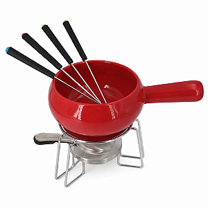 Aparelho de Fondue para Queijo em Cerâmica 8 Peças Vermelho 660ml