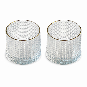 Jogo de Copos Giratórios Whisky Inclinado Borda Dourada 2 Peças