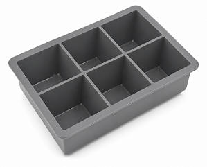 Forma de Gelo Grande 6 Cubos Silicone Quadrado Cinza