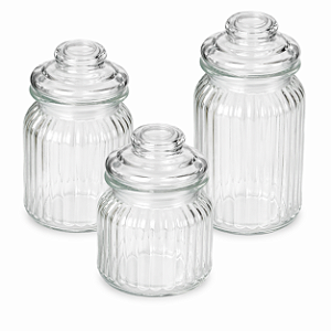 Kit 3 Potes De Vidro Hermético Com Tampa Mantimentos Cozinha
