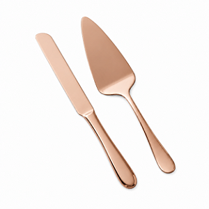 Jogo Para Bolos - Espátula e Faca Em Aço Inox - Rosé Gold