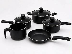 Jogo de Panelas Em Cerâmica 5 Peças Preto