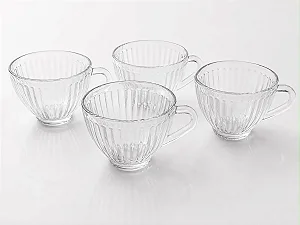 Xícara De Café Tradicional De Vidro Transparente Kit 4 Peças