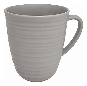 Caneca Cerâmica Premium Café Chá Design Moderno Texturizada Cinza