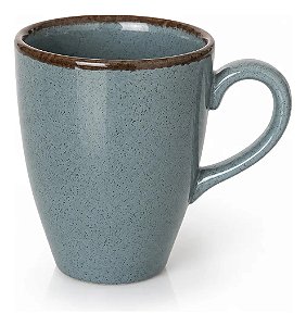 Caneca Cerâmica Premium Café Chá Design Moderno Texturizada Azul Pigmentado