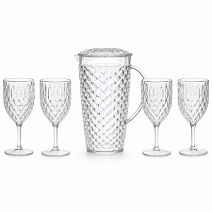Conjunto Jarra 2,6L Com Tampa E 4 Taças 450ml Diamond Acrílico Transparente