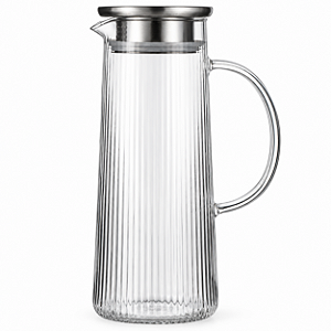 Jarra de Vidro Borossilicato Canelado com Tampa em Aço Inox – 1,4 L