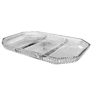 Petisqueira de Vidro Cristal com 3 Divisórias Cameratta – 21,6 cm