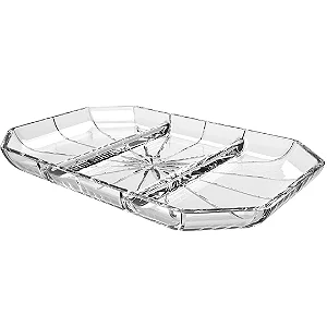 Petisqueira de Vidro Cristal com 3 Divisórias Refinatto – 21,6 cm