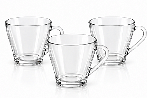 Kit 3 Xícaras de Vidro 250 ml Lisa - Caneca de Vidro