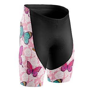 Bermuda Floral Borboletas Bike Com Forro Gel