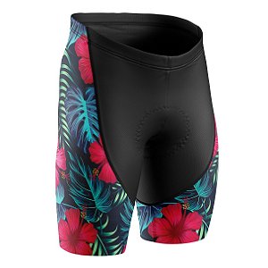 Bermuda Floral Tropical Bike Com Forro Gel Confortável