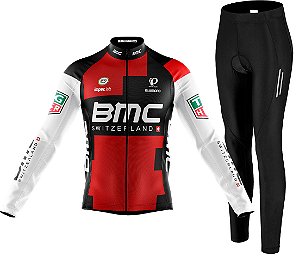 Kit Camisa Bike BMC Longa C/ Calça Espuma Refletivo Decole