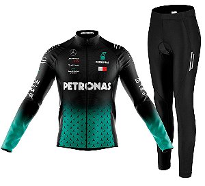 Kit Camisa Ciclismo Petronas C/ Calça Espuma Refletivo Uv