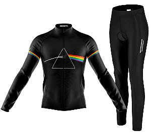 Kit Camisa Bike Pink Floyd Preto C/ Calça Espuma Refletivo