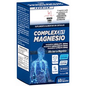 Complex Magnésio - 3 em 1 - 60 Cápsulas - Health Labs