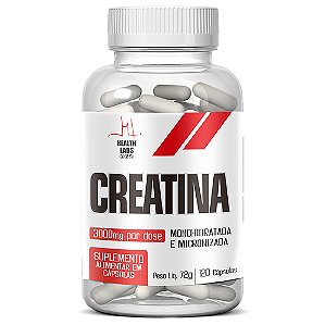 Creatina 100% Pura Micronizada e Monohidratada - 120 Cápsulas - Health Labs