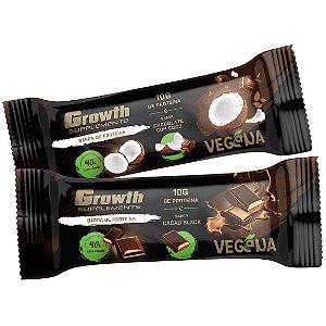 Barra de Proteína Vegana Growth - 12 Unid x 40g Cada (480g) - Growth Supplements