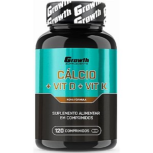 Calcio + Vitamina D + Vitamina K - 120 Comprimidos - Growth Supplements