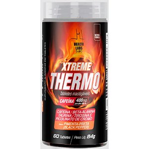 Xtreme Thermo (Cafeína + Beta-Alanina + Taurina + Tirosina + Cromo) - 60 Tabletes Mastigáveis - Health Labs