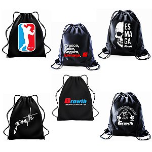 Sacola Tipo Mochila Growth - Diversas Estampas - Growth Supplements