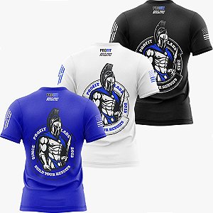 Camiseta Dry Fit Espartanos - Azul/Branca/Preta - Profit Labs