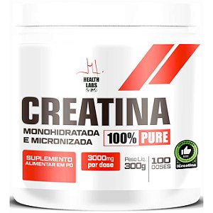 Creatina 100% Pura Micronizada e Monohidratada - 300g - Health Labs