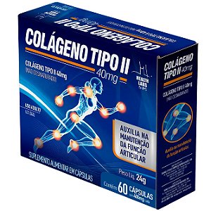Colágeno Tipo II 40mg - 60 Cápsulas - Health Labs