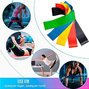 Kit 5 Faixas Elásticas Mini Band Exercícios Resistência