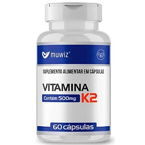 Vitamina K2 500mg - 60 Cápsulas - Muwiz (Saúde Óssea Circulação Cálcio Bem-Estar)