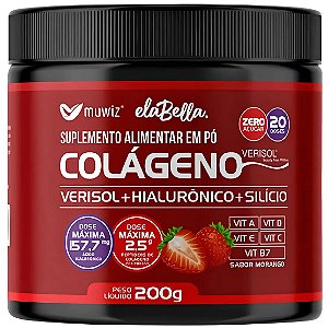 Colágeno Verisol + Hialurônico 200g - Muwiz (Sabor Morango)