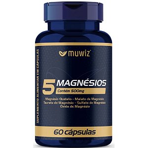 5 Magnésio - 60 Cápsulas - Muwiz (Complexo de Magnésio Músculos Energia Bem-Estar)