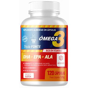 Ômega 3 Tripla Fonte - 120 Cápsulas - Health Labs (EPA DHA ALA Óleo de Peixe)