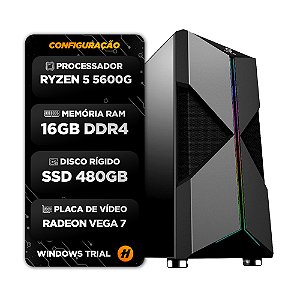 Computador Gamer AMD Ryzen 5 5600G - 16Gb RAM - SSD 480GB - 500W
