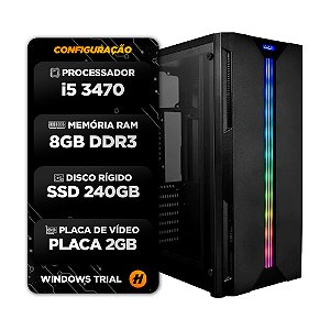 Computador Gamer Intel Core I5 - 8Gb RAM - SSD 240 Gb - Fonte 500w - GPU 2Gb