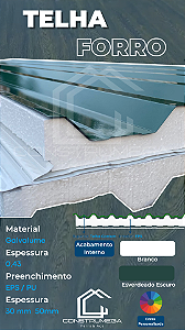 Telha Forro Galvalume (Tamanho, Medias e Cores Personalizado)