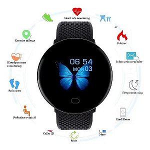 Smartwatch Relógio Inteligente Lançamento D19 - Preto