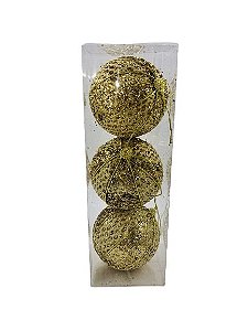 Bola Natal Escama Dourada X3 8cm
