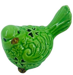 Pássaro Decorativo Cerâmica Verde 4180
