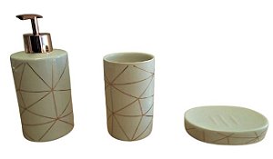 Kit Banheiro Cerâmica 3 Peças ZT8556