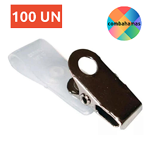 PRESILHA PARA CRACHÁ, CLIPS, JACARÉ, COM TIRA LEITOSA, 100 UN