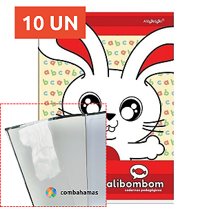 CAPA PRONTA PARA CADERNO, ALIBOMBOM 80 FLS CAPA DURA COSTURADO, 10 UN