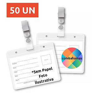 CRACHÁ, 7 x 10 CM, HORIZONTAL, TRANSPARENTE, COM PRESILHA, PLÁSTICO PP, BH-05, 50 UN