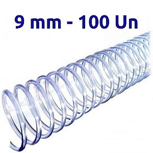 ESPIRAL PARA ENCADERNAÇÃO 09MM, CRISTAL, PARA 50 FLS, PACOTE C/ 100 UN