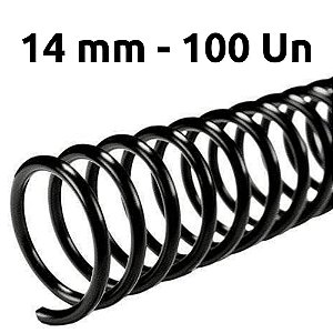 ESPIRAL PARA ENCADERNAÇÃO 14MM, PRETO, PARA 85 FLS, PACOTE C/ 100 UN