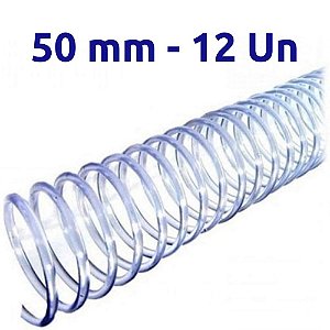 ESPIRAL PARA ENCADERNAÇÃO 50MM, CRISTAL, PARA 500 FLS, PACOTE C/ 12 UN